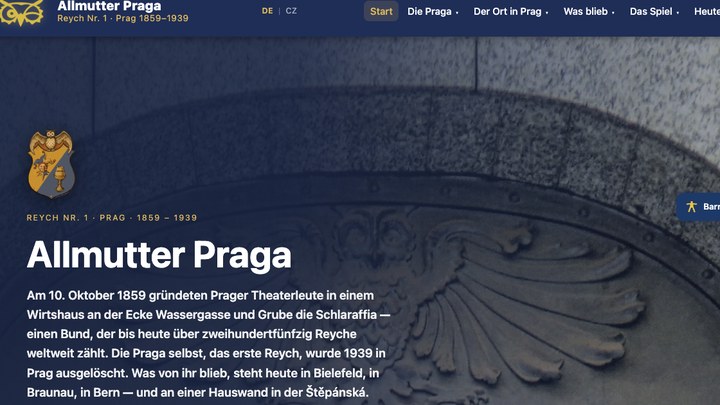Startseite der Gedenkseite Allmutter Praga