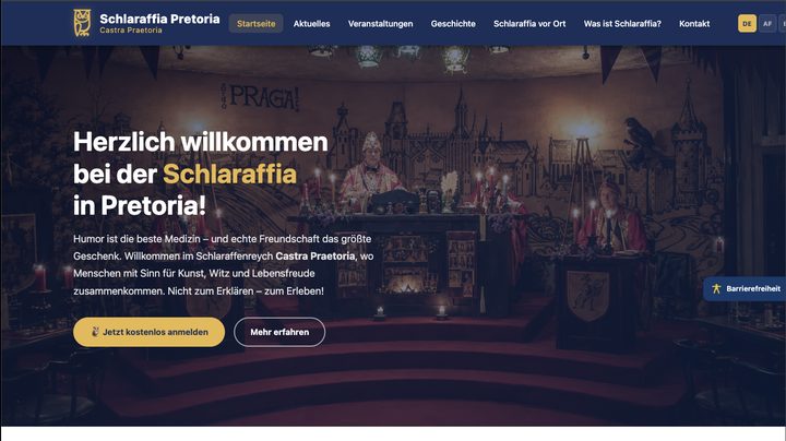 Startseite der Uhunetz-Seite Pretoria