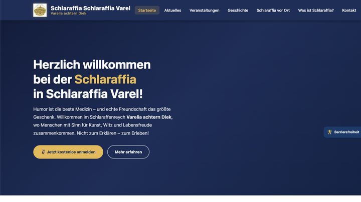 Entwurf der Uhunetz-Seite Varel